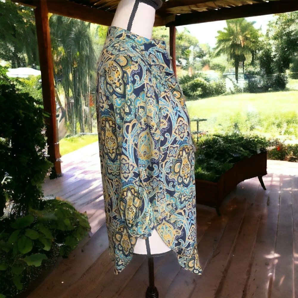 Love Tree Womens Tunic Blouse Size S Multi Colored Paisley Boho Print - Picture 6 of 16